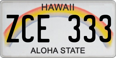 HI license plate ZCE333