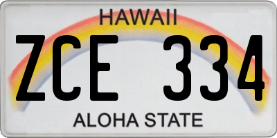 HI license plate ZCE334