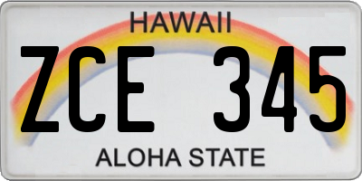 HI license plate ZCE345