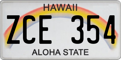 HI license plate ZCE354