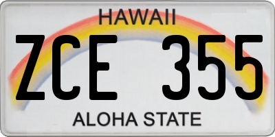 HI license plate ZCE355