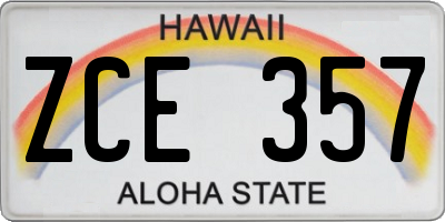 HI license plate ZCE357