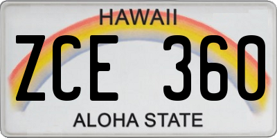 HI license plate ZCE360