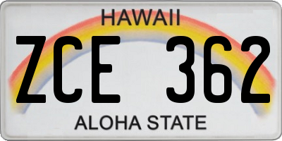 HI license plate ZCE362