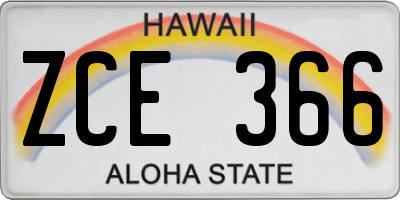HI license plate ZCE366