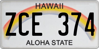 HI license plate ZCE374
