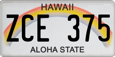 HI license plate ZCE375