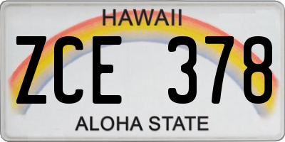 HI license plate ZCE378