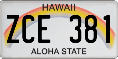 HI license plate ZCE381