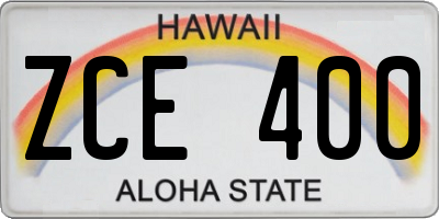 HI license plate ZCE400