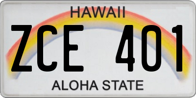 HI license plate ZCE401