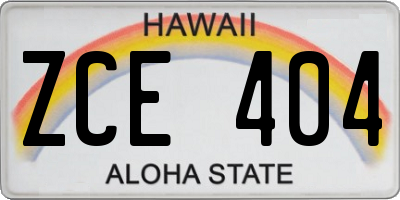 HI license plate ZCE404
