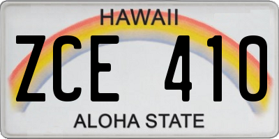 HI license plate ZCE410