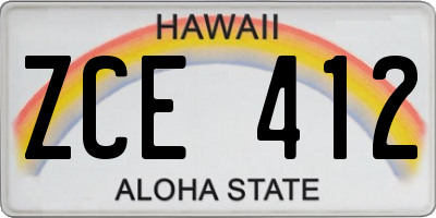 HI license plate ZCE412