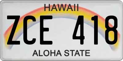 HI license plate ZCE418
