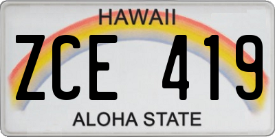 HI license plate ZCE419