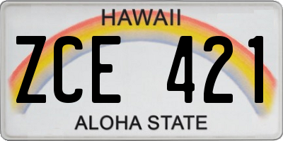 HI license plate ZCE421