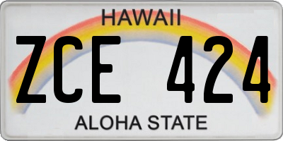 HI license plate ZCE424