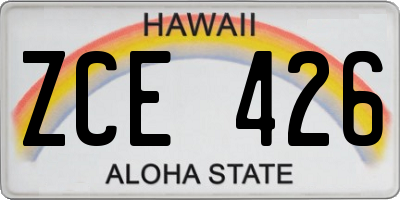HI license plate ZCE426