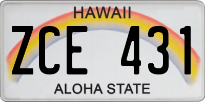 HI license plate ZCE431