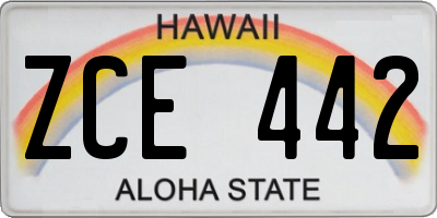 HI license plate ZCE442