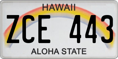 HI license plate ZCE443