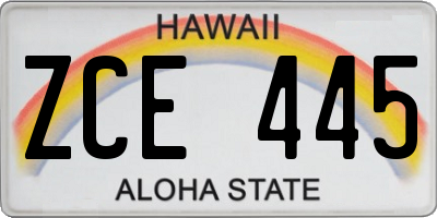 HI license plate ZCE445