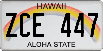 HI license plate ZCE447