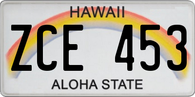 HI license plate ZCE453