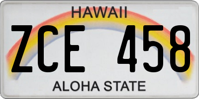 HI license plate ZCE458