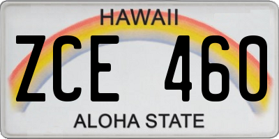 HI license plate ZCE460
