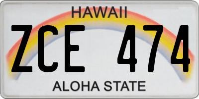 HI license plate ZCE474