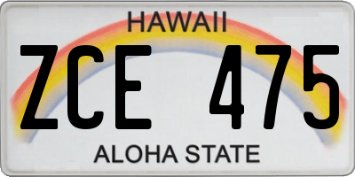 HI license plate ZCE475