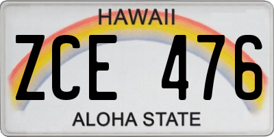 HI license plate ZCE476
