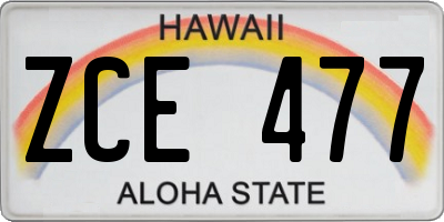 HI license plate ZCE477