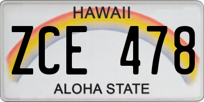 HI license plate ZCE478