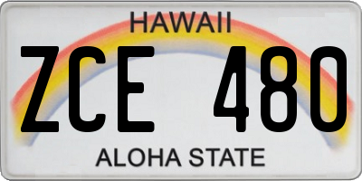 HI license plate ZCE480