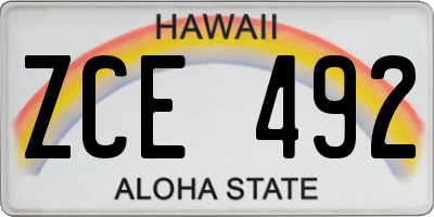 HI license plate ZCE492