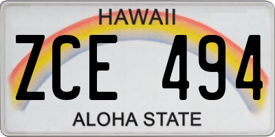 HI license plate ZCE494