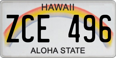 HI license plate ZCE496
