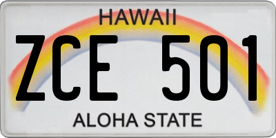 HI license plate ZCE501