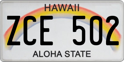 HI license plate ZCE502