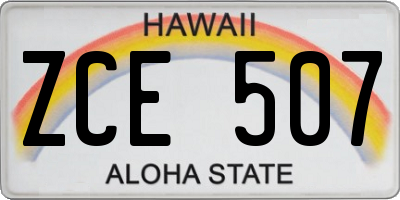 HI license plate ZCE507