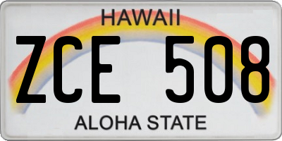 HI license plate ZCE508