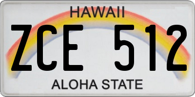 HI license plate ZCE512