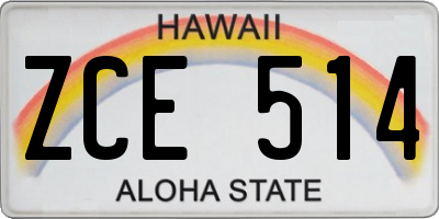HI license plate ZCE514