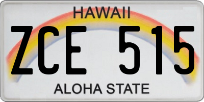 HI license plate ZCE515
