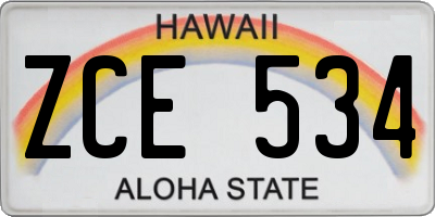 HI license plate ZCE534