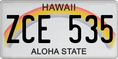 HI license plate ZCE535