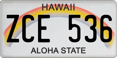 HI license plate ZCE536